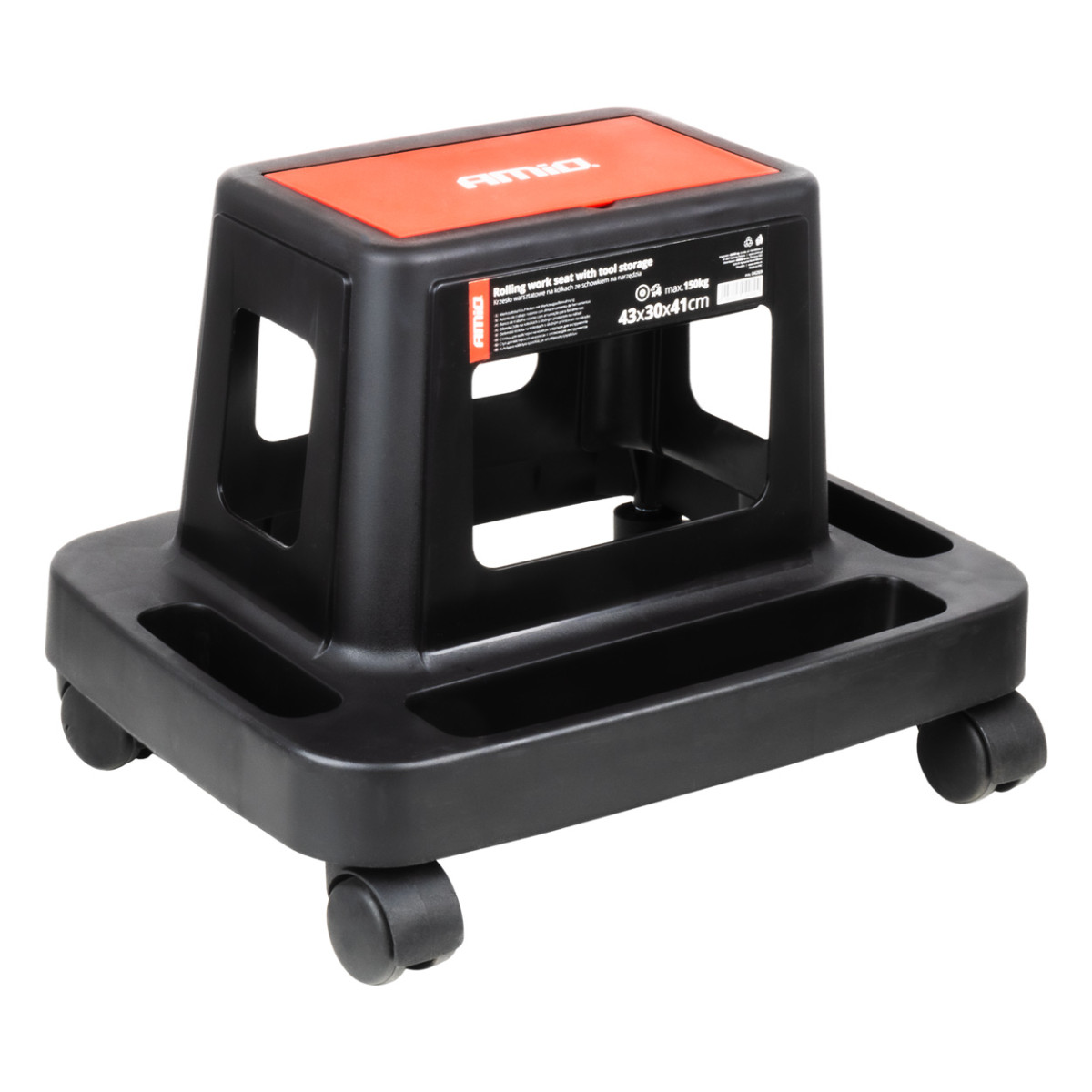 Dirbtuvių kėdė ant ratukų su įrankių laikymo dėže, 150 kg, AMIO-04269