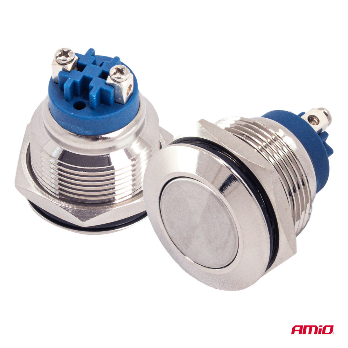 Apvalus metalinis jungiklis ON/OFF 19 mm, 5 A, 12/230 V AMIO-04474