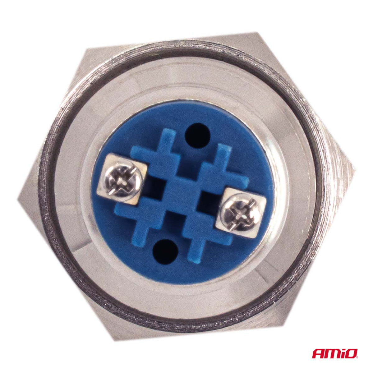 Apvalus metalinis jungiklis ON/OFF 19 mm, 5 A, 12/230 V AMIO-04474