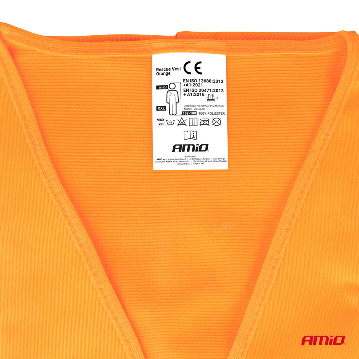 Įspėjamoji atšvaitinė liemenė XXL, oranžinė AMIO-03985