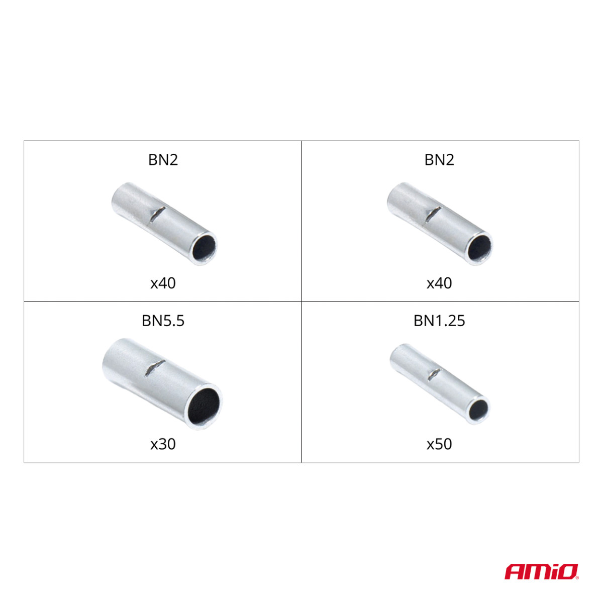 Laidų jungčių rinkinys BN1.25, BN2, BN5.5, 160 vnt. AMIO-04123