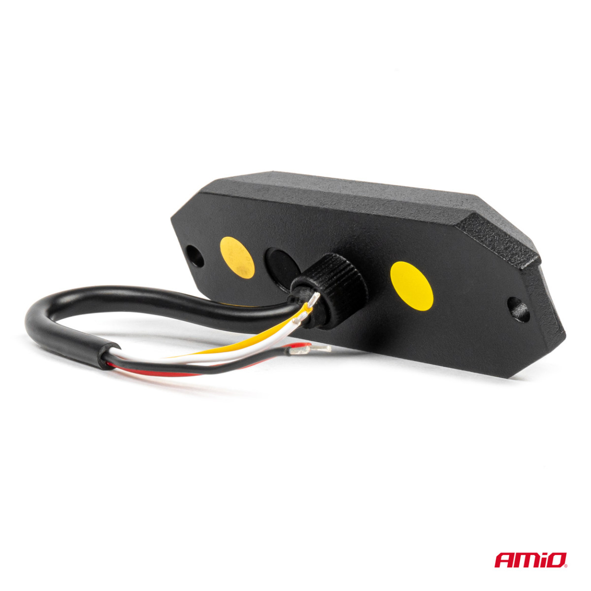 Plokščia LED įspėjamoji blykstės lempa, oranžinė, 4x3W, R65 R10, 12V/24V, IP6K9K AMIO-03929
