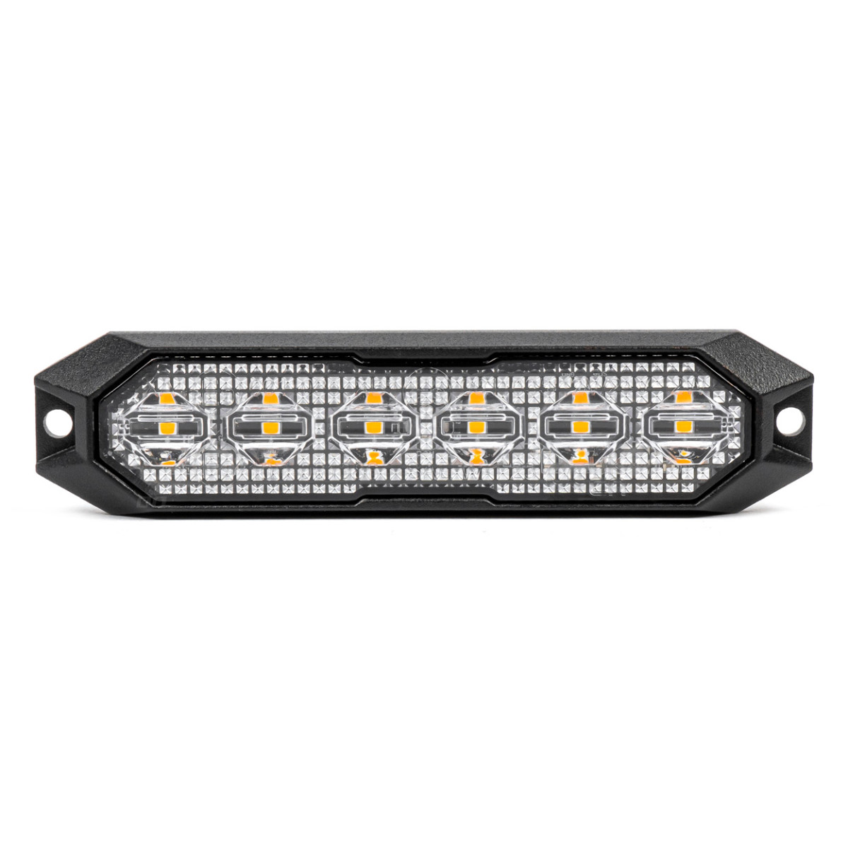 Plokščia LED įspėjamoji lemputė 6x3W 12/24V R65 R10 AMIO-03930