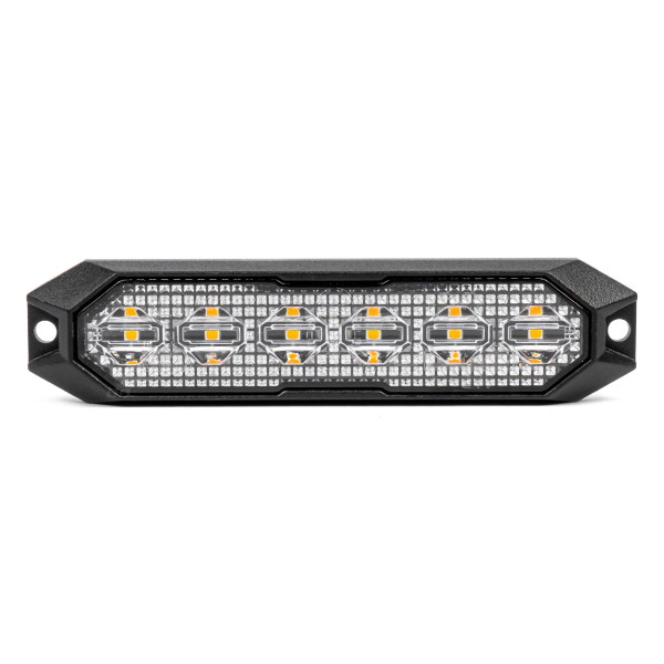 Plokščia LED įspėjamoji lemputė 6x3W 12/24V R65 R10 AMIO-03930
