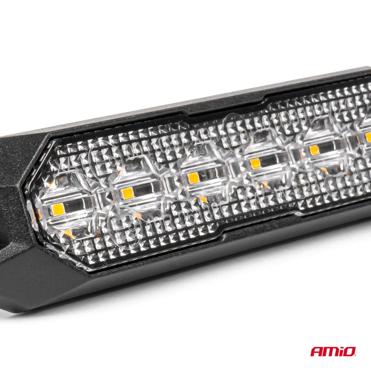 Plokščia LED įspėjamoji lemputė 6x3W 12/24V R65 R10 AMIO-03930