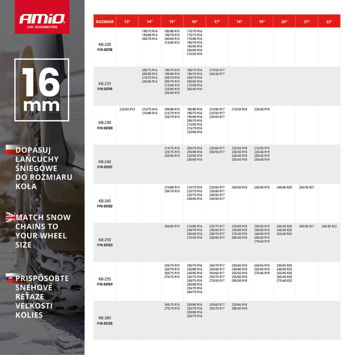 Sniego grandinės 16 mm, 4x4 KB-220