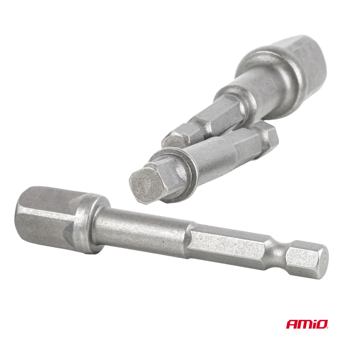 Galvučių adapterių suktuvui rinkinys, 1/4" HEX, 1/4" / 3/8" / 1/2", 3 vnt., AMIO-04933