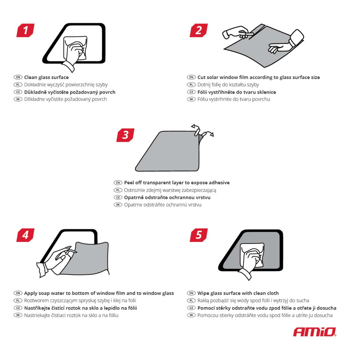 Langų tamsinimo plėvelė Ultra Dark Black 1 %, 0,5 x 3 m AMIO-02936