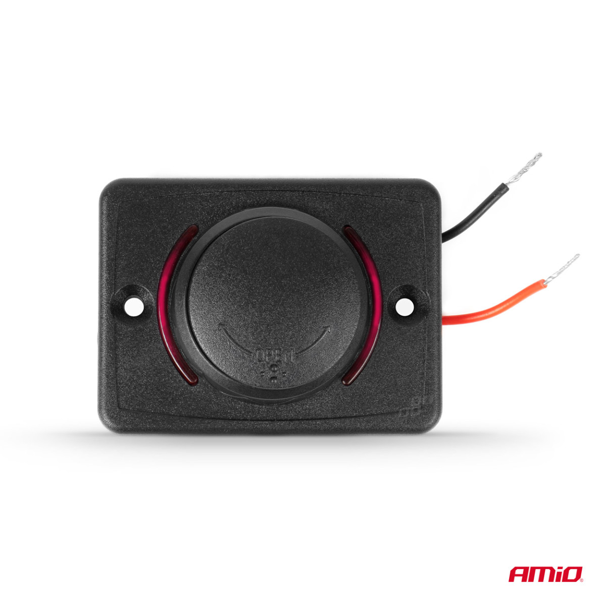 Kvadratinis atsparus vandeniui telefono įkroviklis su raudonu LED apšvietimu, 2xUSB 12/24V AMIO-04230