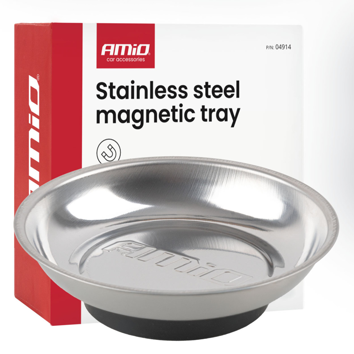 Nerūdijančio plieno magnetinis padėklas, 110 mm AMIO-04914