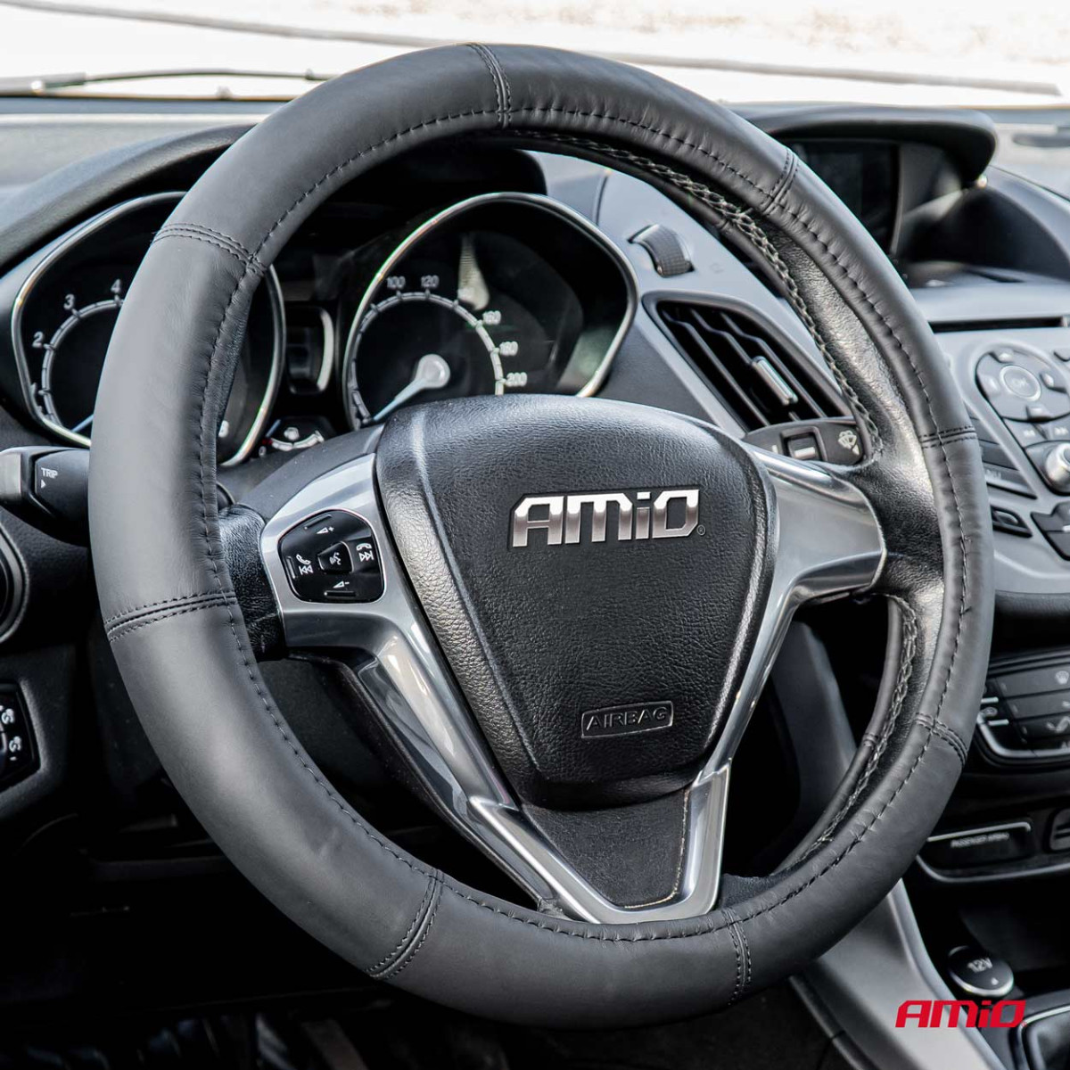 Automobilio vairo užvalkalas 37-39 cm, natūrali oda, SWC-48-M