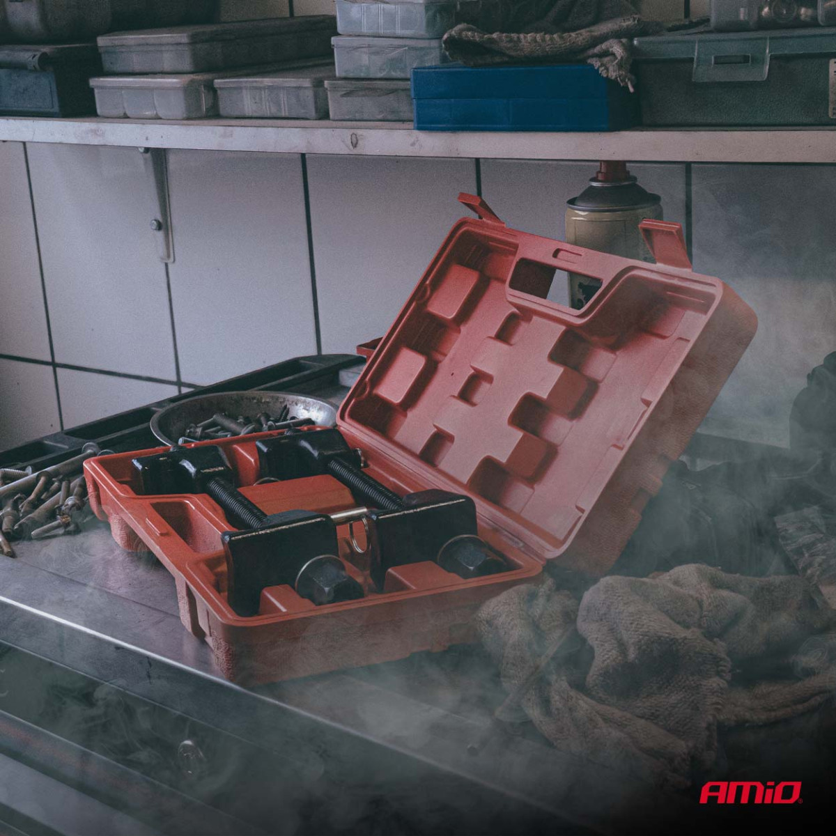 Amortizatoriaus spyruoklių suspaudimo įrankių komplektas AMIO-04762