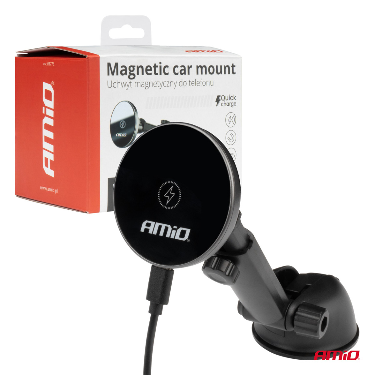 Telefono laikiklis su siurbtuku ir belaidžiu įkrovikliu 15W My Mag AMIO-03776