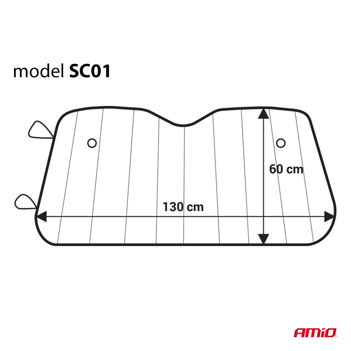 Priekinio stiklo apsauga 130x60 cm, sidabrinė, PE burbulinė AMIO-01531