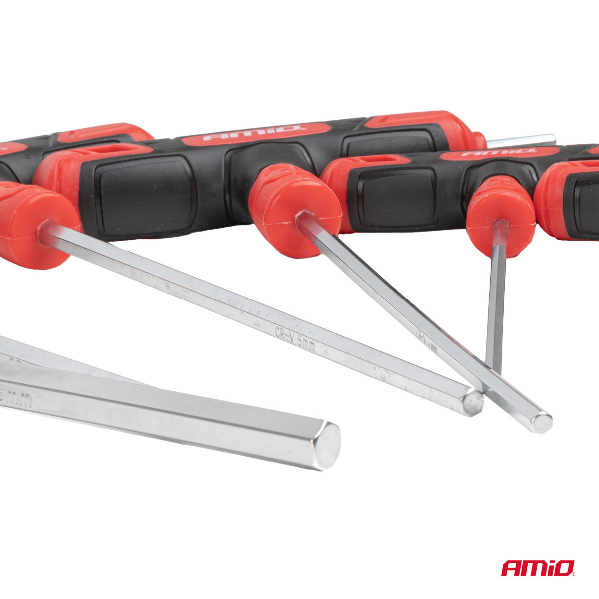 HEX (imbus) raktų rinkinys su T formos rankena, 8 vnt. AMIO-04826