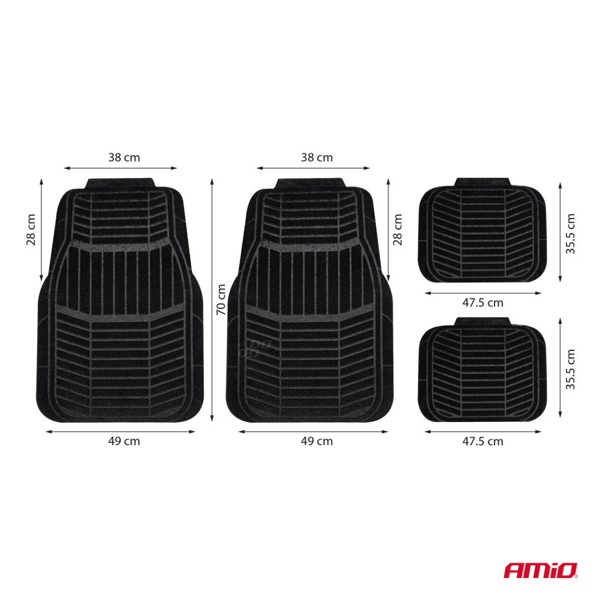 Universalūs tekstiliniai (veliūriniai) kilimėliai TCM-01, 73x49 cm / 38,5x47 cm  AMIO-04695