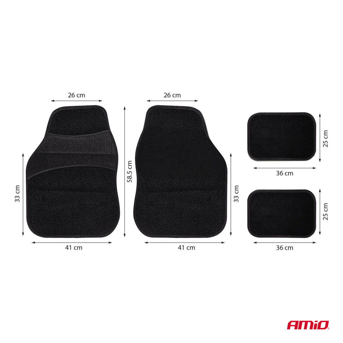 Universalūs tekstiliniai (veliūriniai) kilimėliai TCM-02, 59x42 cm / 27x36 cm AMIO-04696