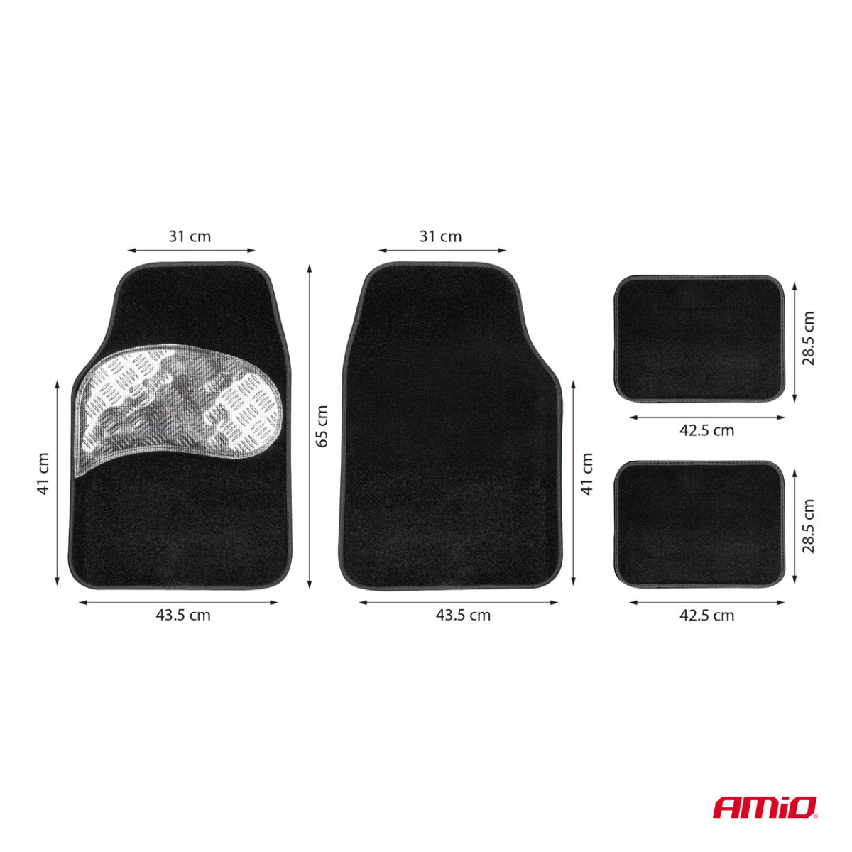 Universalūs tekstiliniai (veliūriniai) kilimėliai TCM-06, 65×43 cm / 42×28 cm, AMIO-04700