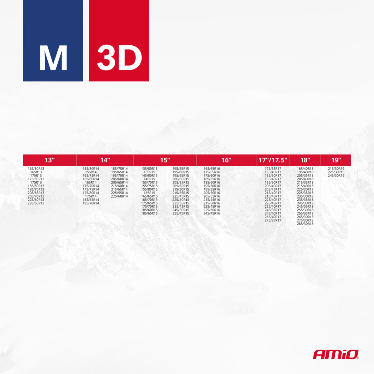 Tekstilinės sniego grandinės 3D, M, 2 vnt.