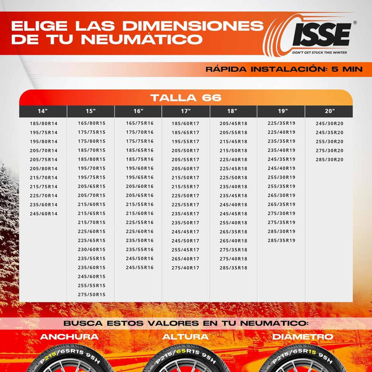 Tekstilinės sniego grandinės Classic 66, 2 vnt.