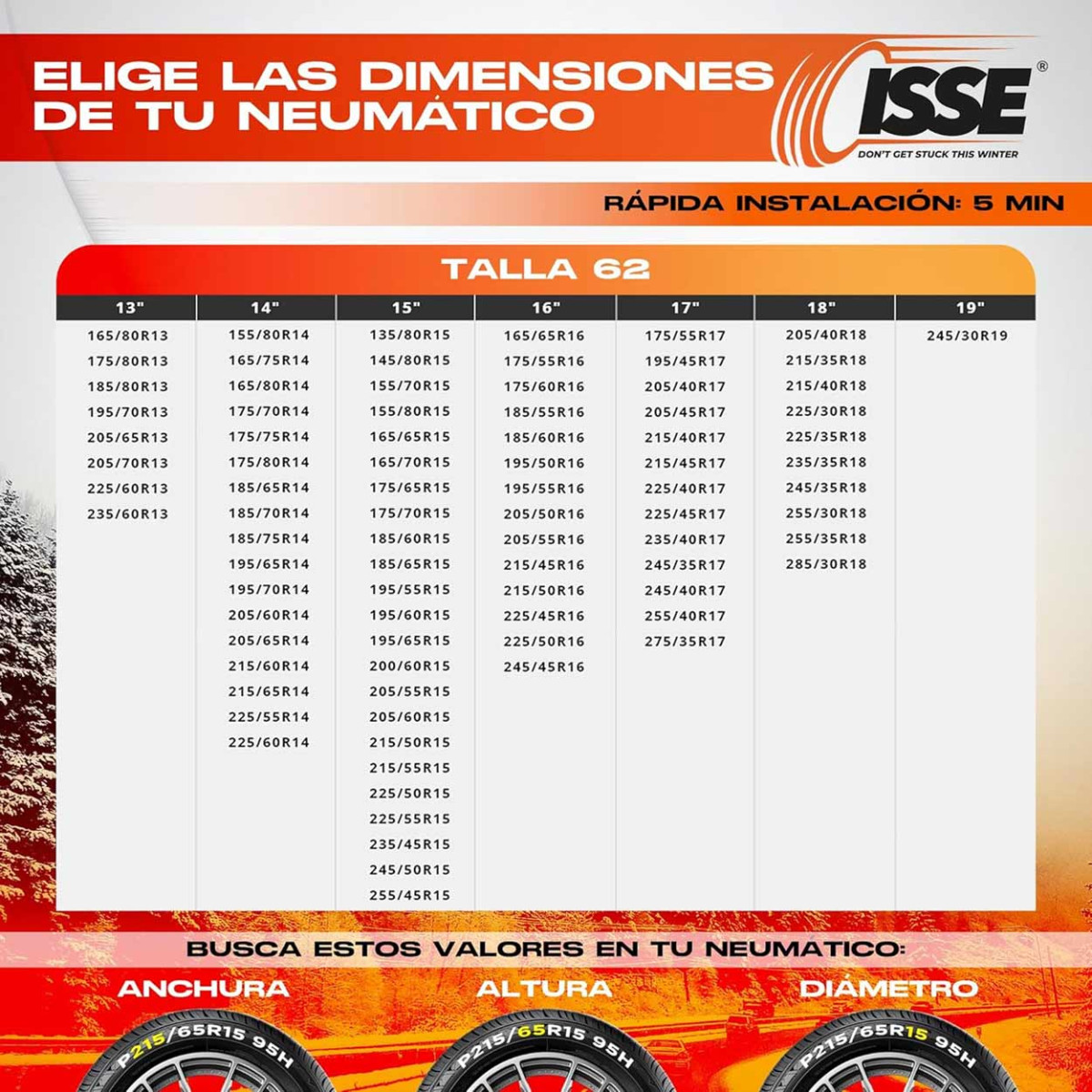 Tekstilinės sniego grandinės Super 62, 2 vnt.