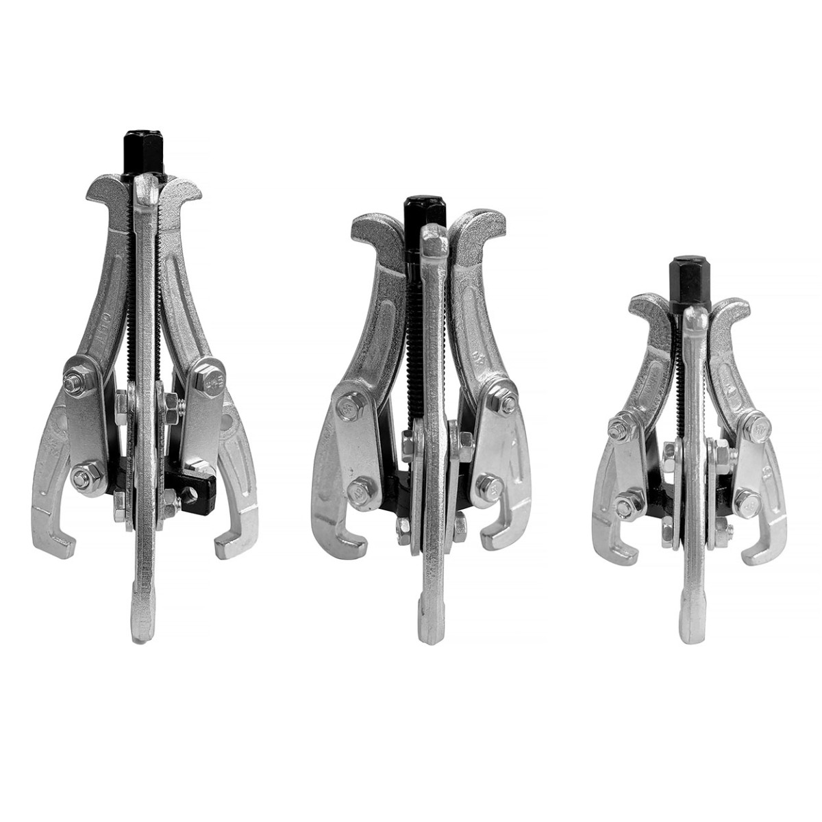 Trijų rankų guolių, skriemulių, smagračių ir dantračių ištraukimo įrankių komplektas AMIO-04755