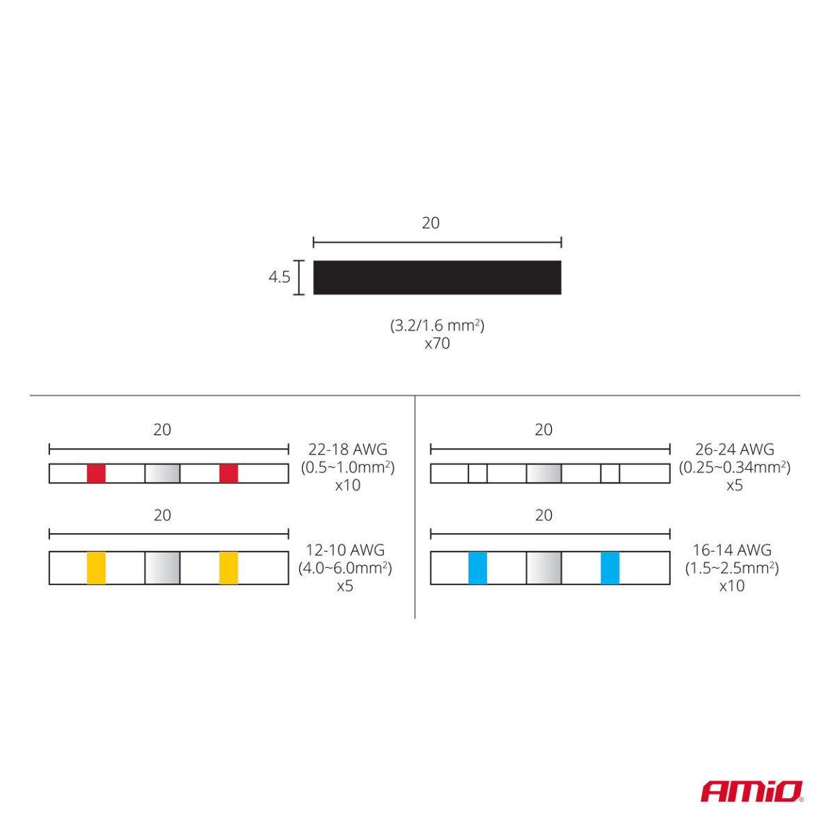 Litavimo jungčių ir termo susitraukiančių vamzdelių komplektas 100 vnt., AMIO-03033