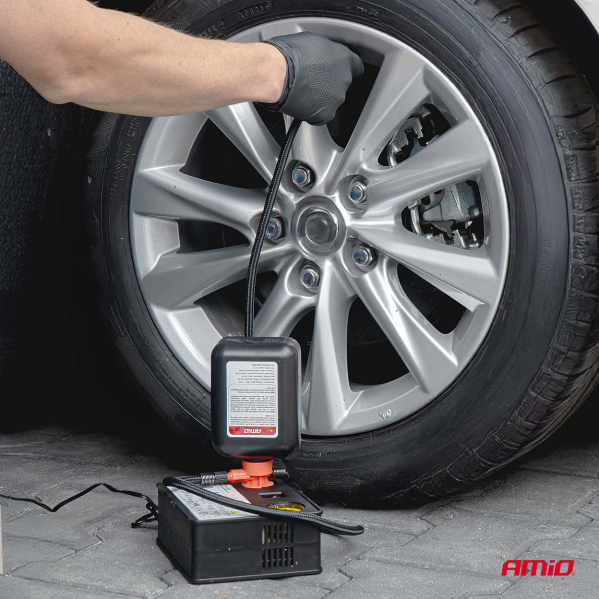 Padangų remonto rinkinys su kompresoriumi, 12 V, 31 mm, AMIO-04930