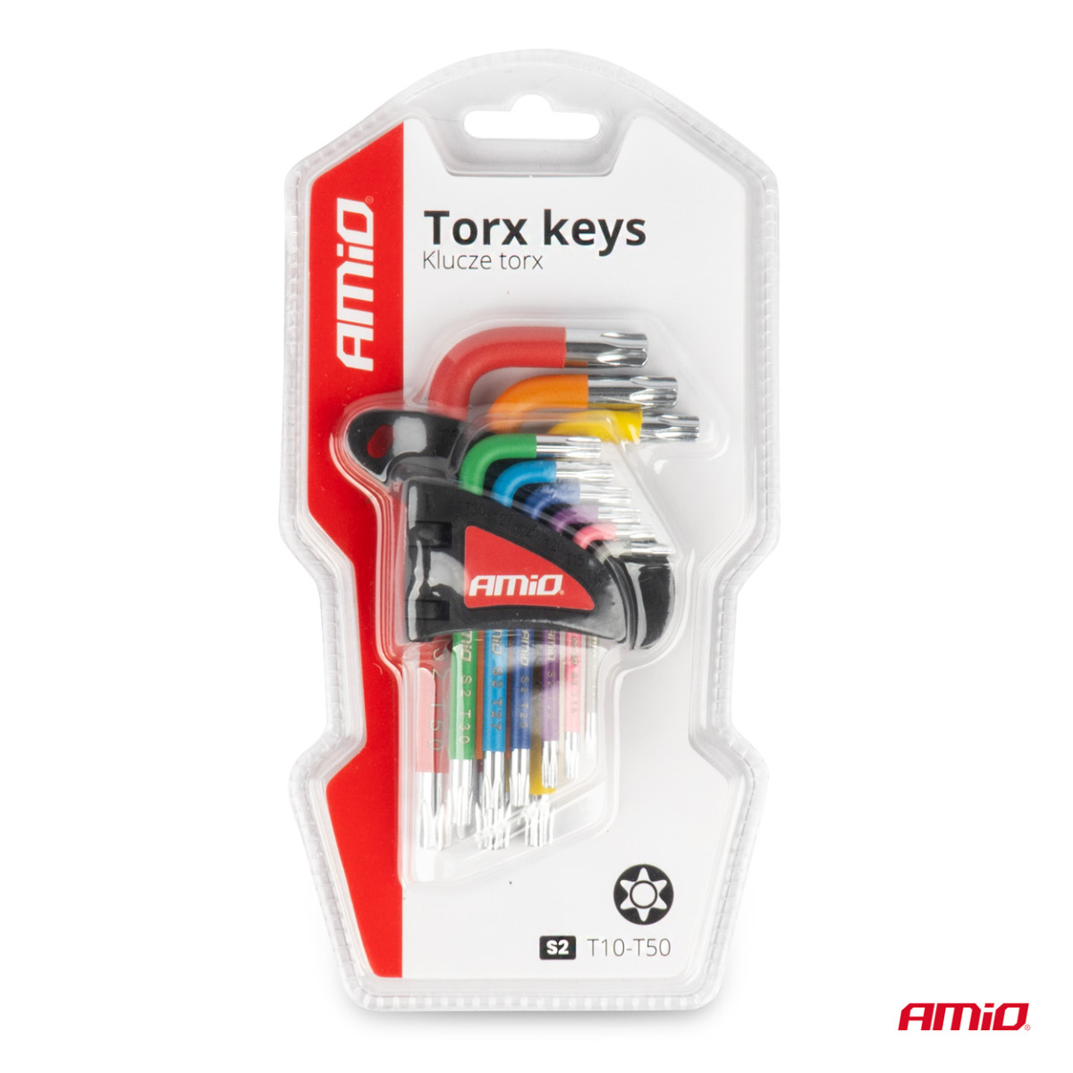 Trumpi TORX raktai, 9 vnt., S2 AMIO-04300