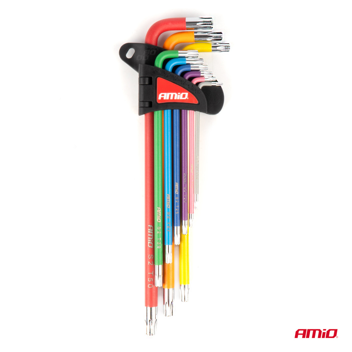 TORX raktai (žvaigždiniai), itin ilgi, 9 vnt., S2 plienas, AMIO-04301