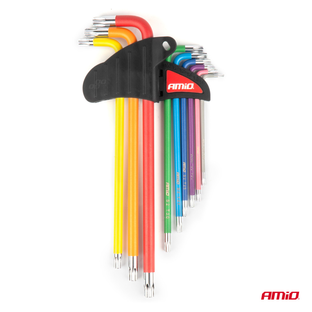 TORX raktai (žvaigždiniai), itin ilgi, 9 vnt., S2 plienas, AMIO-04301