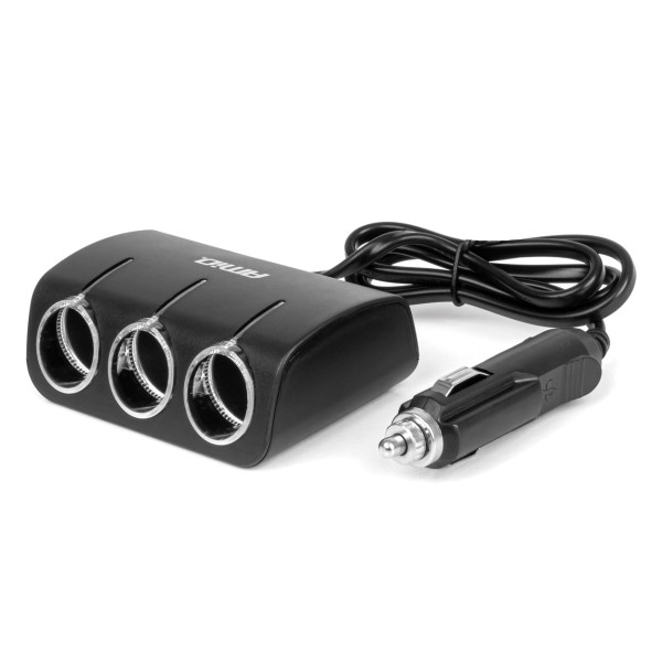 Trijų lizdų cigarečių uždegiklio prailgintojas 12/24V 120W 80 cm AMIO-04359