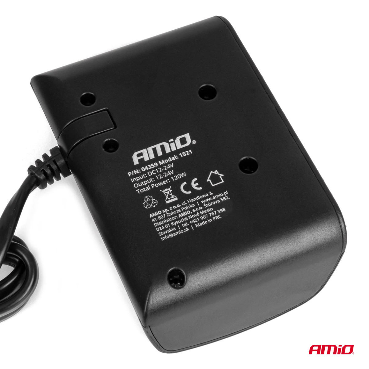 Trijų lizdų cigarečių uždegiklio prailgintojas 12/24V 120W 80 cm AMIO-04359