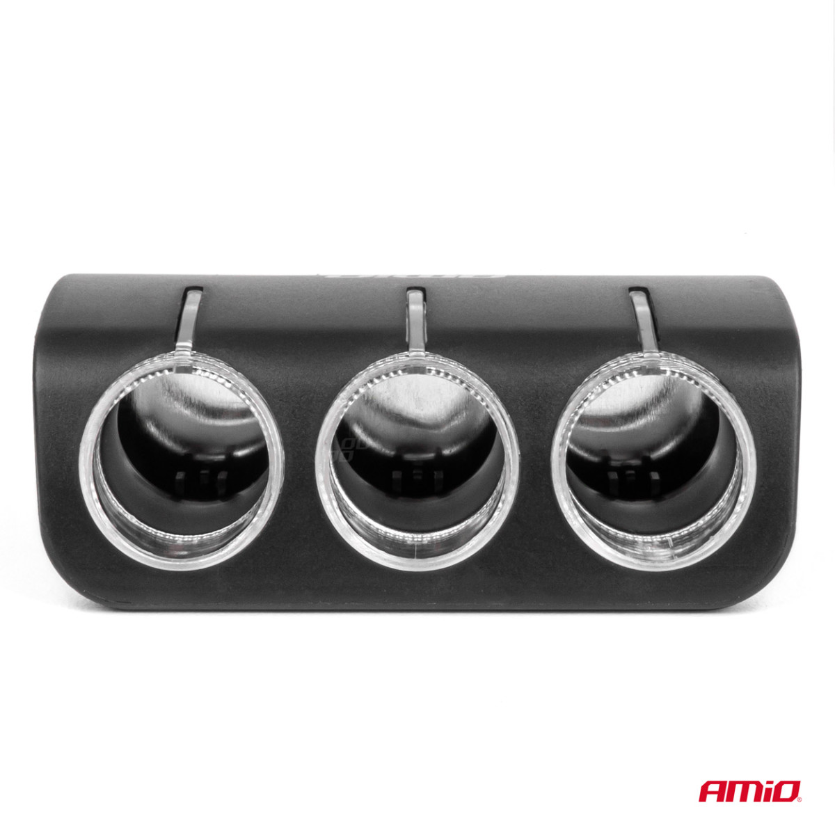 Trijų lizdų cigarečių uždegiklio prailgintojas 12/24V 120W 90° AMIO-04358