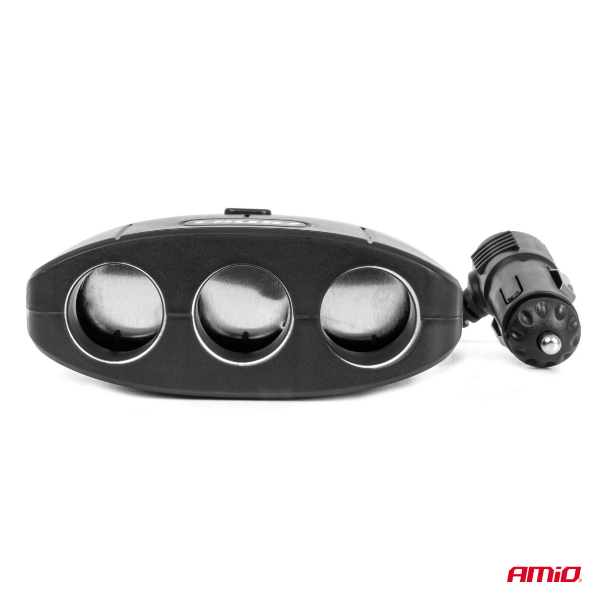 Trijų lizdų prailgintojas su įkrovikliu ir ON/OFF mygtuku 2x USB-A 12/24V 100W 70 cm AMIO-04362