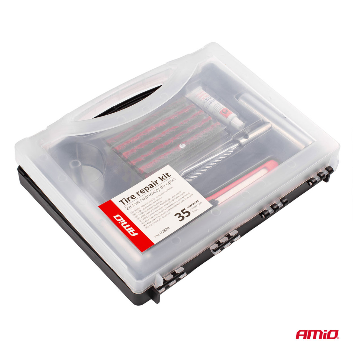 Didelis be kameros padangų taisymo rinkinys 36 vnt. AMIO-02829