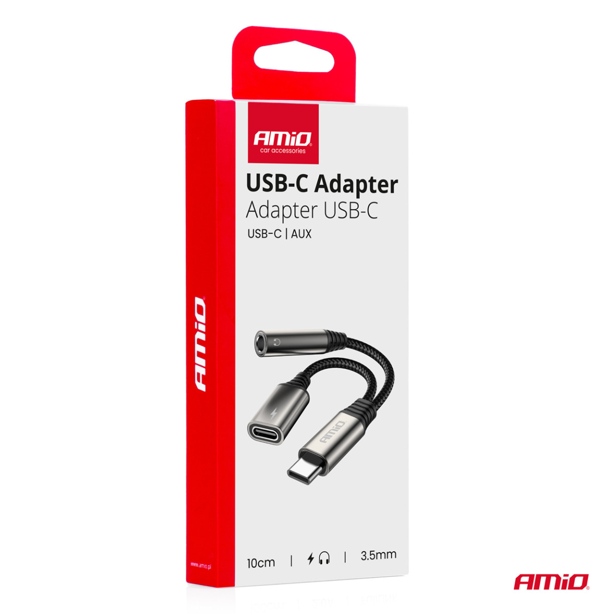 USB-C į USB-C + 3,5 mm Mini Jack (mot.) adapteris 10 cm AMIO-04295