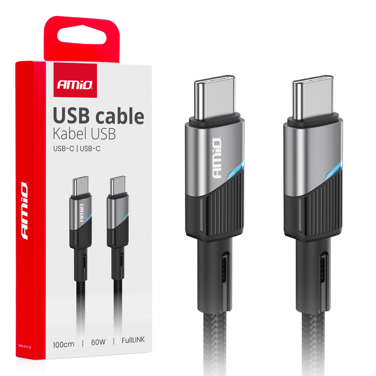 USB-C į USB-C kabelis 60W 100 cm FullLINK AMIO-03926