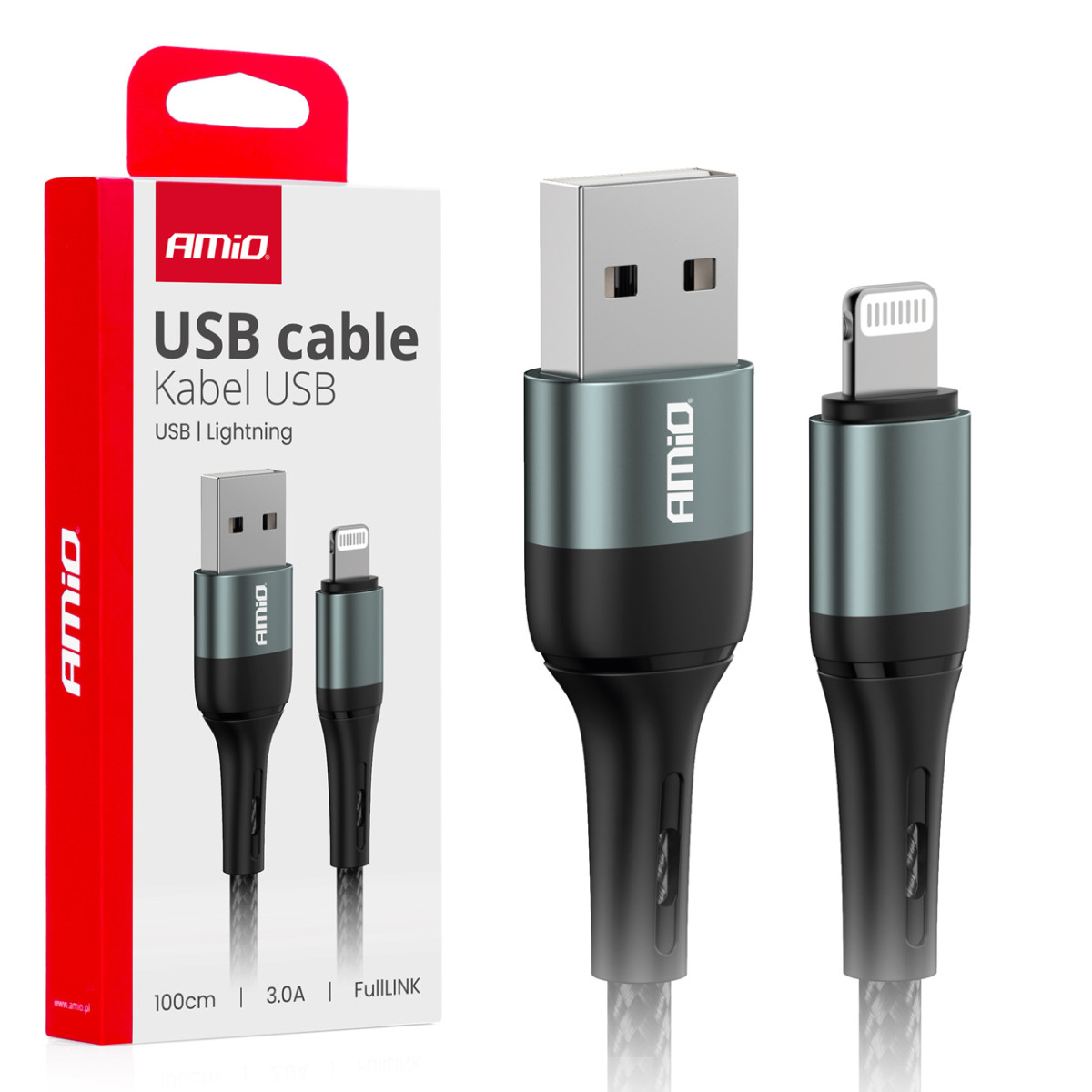USB-A į Lightning iPhone kabelis 3A 100 cm FullLINK AMIO-03913