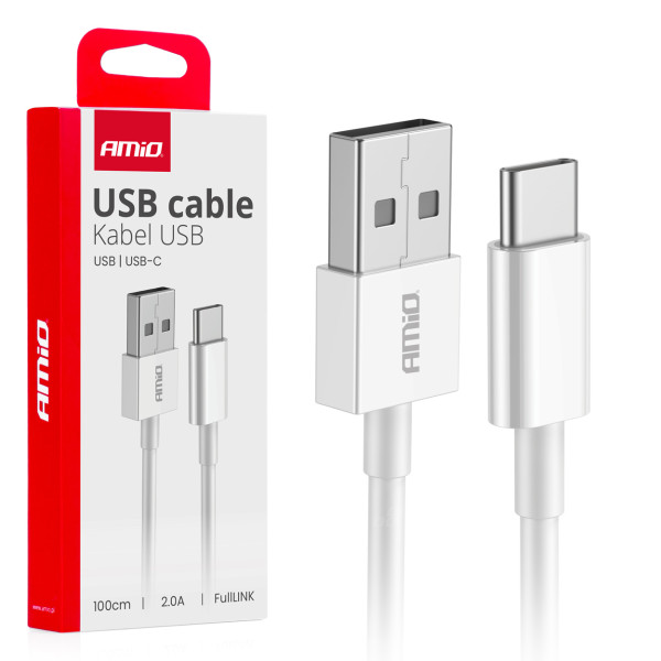 USB–USB-C įkrovimo kabelis 2A, 100 cm, FullLINK AMIO-03893