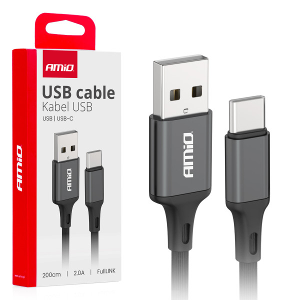 USB – USB-C kabelis 2A 200 cm FullLINK AMIO-03900