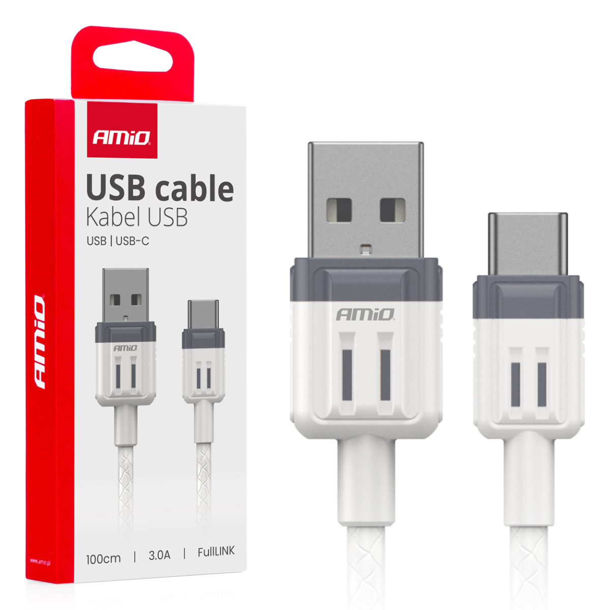 USB į USB-C kabelis 3A 100cm FullLINK AMIO-03905