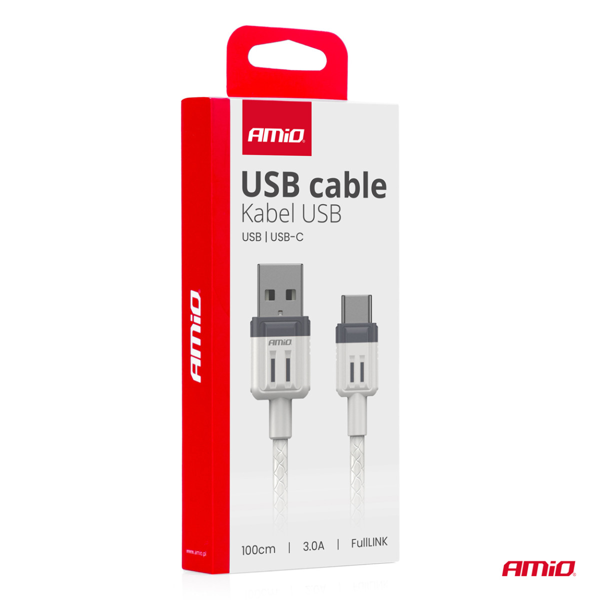 USB į USB-C kabelis 3A 100cm FullLINK AMIO-03905