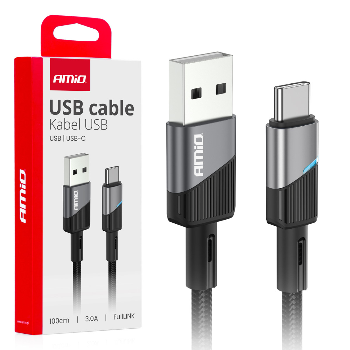 USB į USB-C kabelis 3A 100 cm FullLINK AMIO-03923