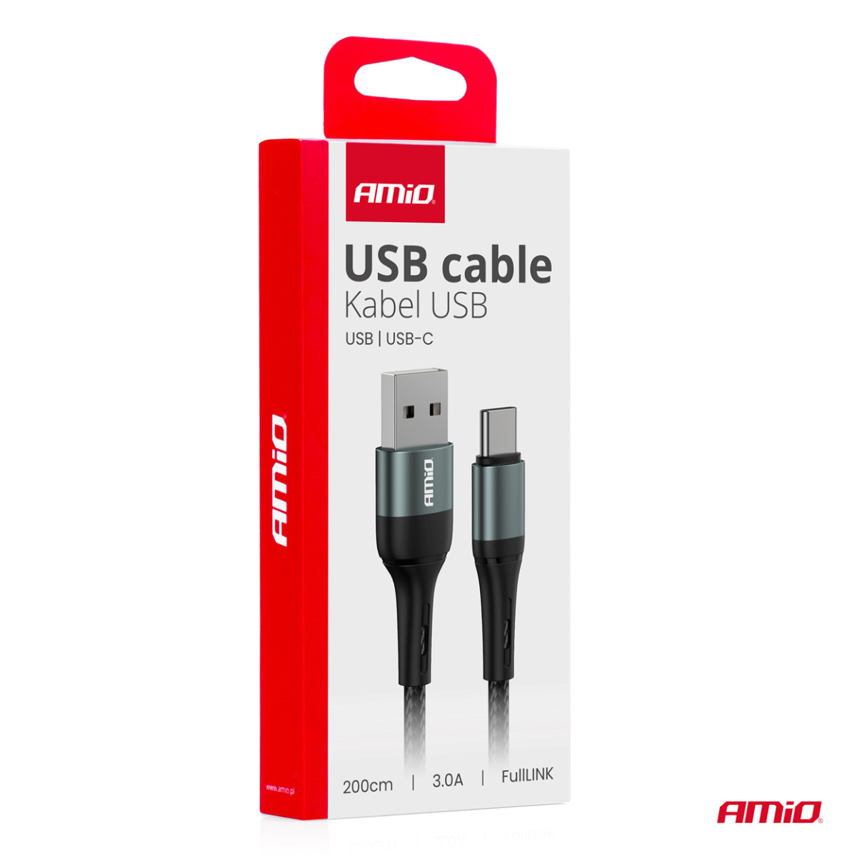 USB-A į USB-C kabelis 3A 200 cm FullLINK AMIO-03912