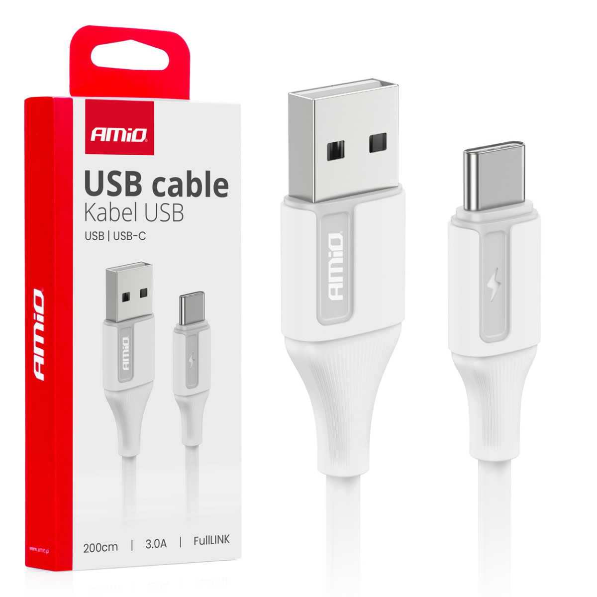 USB-A į USB-C kabelis 3A 200 cm FullLINK AMIO-03918