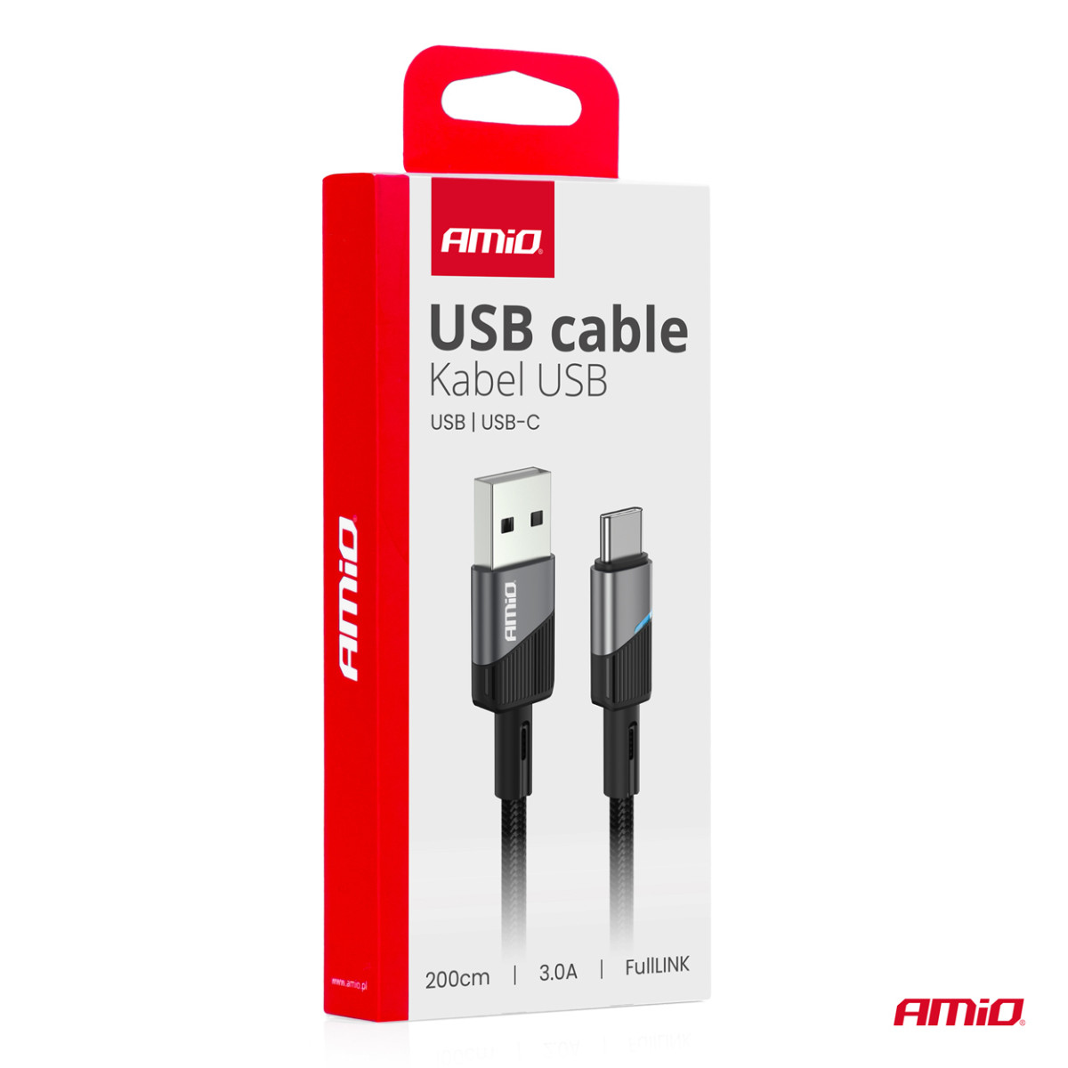 USB į USB-C kabelis 3A 200 cm FullLINK AMIO-03924