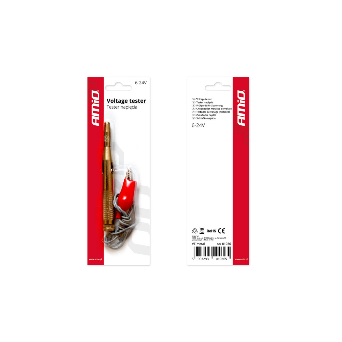 Metalinis įtampos testeris 6–24V su adatine galvute AMIO-01036