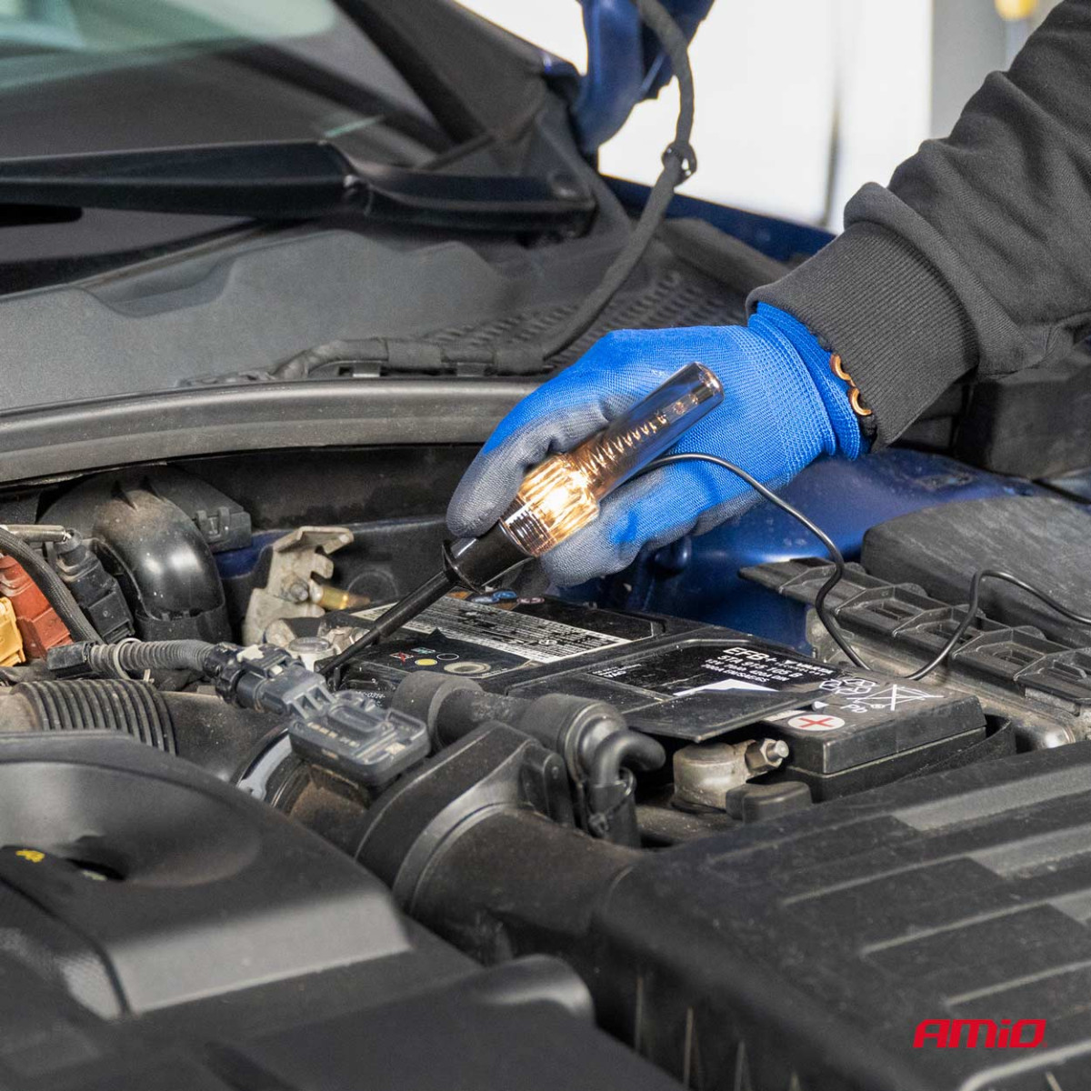 Automobilinis įtampos testeris 6–12V su „krokodilo“ gnybtu, AMIO-04272