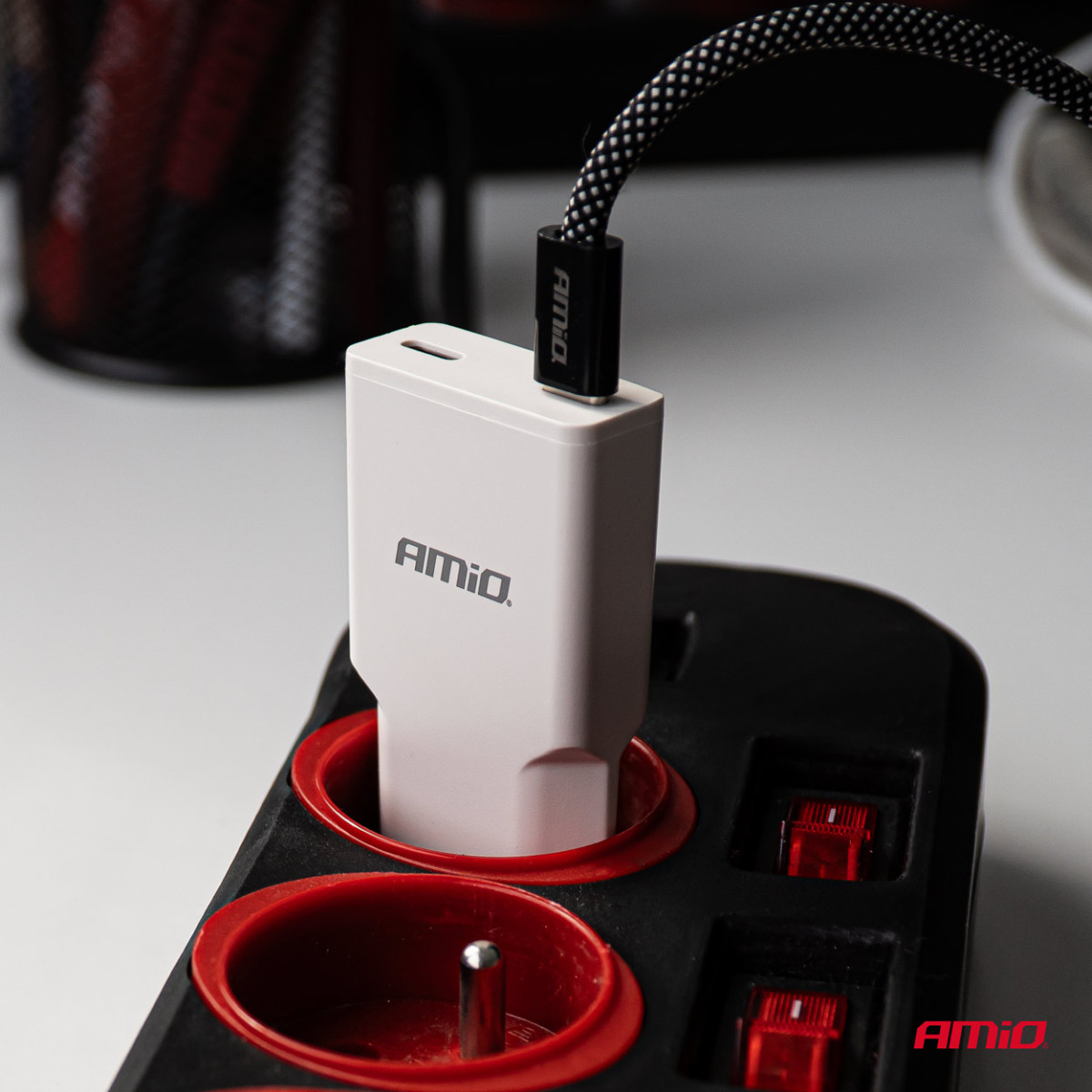 Tinklo įkroviklis 230V 30W GaN 2x USB-C AMIO-04839